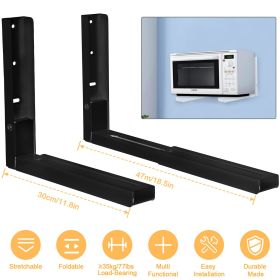 L-Shaped Microwave Wall Mount Shelf, Rust Resistant Carbon Steel Bracket with 35KG Weight Capacity
