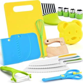 17 Pcs Kids Cooking Sets Real, Montessori Toddler Kitchen Tools, Kids Safe Knives for Ages 2-8
