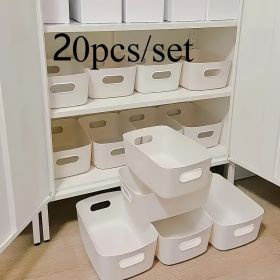 20 Plastic Storage Box Combo Set with Open-Top Stackable Baskets And Hollow Handle Organizer - Ideal for Makeup, Snacks, Kitchen, Bathroom