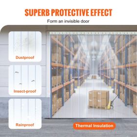 Strip Curtain, 150' Length, 8" Width, 0.08" Thickness, Clear Ribbed Plastic Door Strips, PVC Curtain Strip Door Bulk Roll for Warehouses, Factori