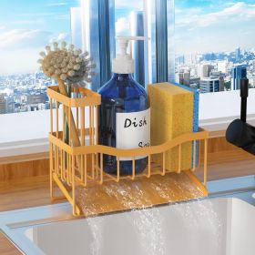 Sink Caddy Sponge Holder for Kitchen with Brush Holder and Stainless Steel Self Drain Tray, Rustproof Kitchen Sink Organizer for Sponge (Finish Type: Painted)